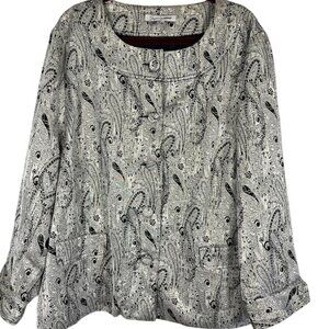 Retro Metallic Floral Blazer Black 30 Paisley Chic Shiny NYE Festive Holiday 90s